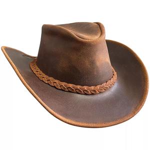 Top Trending Pakistan Made Premium Quality Cowboy Leather Unisex Private Label Made Men Cowboy Leather Hat - Product Image 4