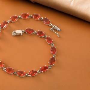 Pulsera de eslabones de tenis de ópalo de fuego ovalado clásico - Product Image 3