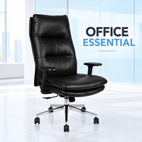Chaise de bureau de direction en cuir PU noir à dossier haut avec réglage de la hauteur pivotant et base chromée pour espaces de travail professionnels