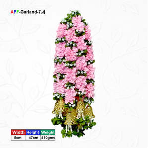 พวงมาลัยดอกไม้ประดิษฐ์พร้อมกระดิ่งทอง AFF-Garland-7.4 ราคา 780 รูปี/10 ชิ้น - Product Image 1