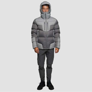 High Quality Custom Men's <b>Padded</b> Puffer <b>Jacket</b> New Design Crew Neck Winter <b>Waterproof</b> Pockets Front Polyester High Street Style - Product Image 3