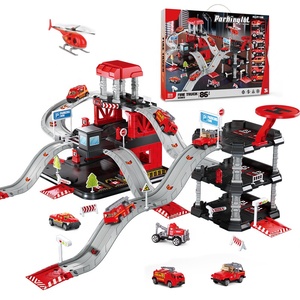 Jouet de simulation de <span class=keywords><strong>garage</strong></span> de stationnement <span class=keywords><strong>pour</strong></span> enfants, à assembler soi-même, en alliage, avec voitures de course et camions sur piste, cadeau <span class=keywords><strong>pour</strong></span> garçons - Product Image 1