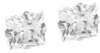 6 Pares de Aretes de Plata de Ley 925 con Circonita Geométrica de Corte Princesa de 5x5 mm, Hipoalergénicos, Unisex, Estilo Bohemio, con Engaste de Garra, para Regalo