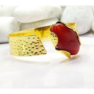 Brass Gold Plated Amethyst Gemstone Fashion Cuff <b>Bracelets</b> - Product Image 5