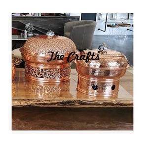 Plat de service en cuivre martelé au design admirable, forme ronde, plat de service en cuivre martelé personnalisé OEM en vrac - Product Image 2