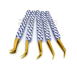 Pinzas de Extensión de Pestañas Curvadas RMI con Logotipo Personalizado, Punta Dorada, Estilo Recubierto de Papel 35 45, Nueva Tendencia - Product Image 4