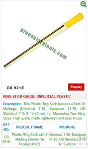 Ring Stick Gauge Universal Plastic GS 921E Herramientas de joyería para herramientas de joyería - Product Image 2