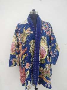 Boho & Hippie vêtements d'hiver pour femmes veste Kantha à manches longues imprimée à la main - Product Image 2