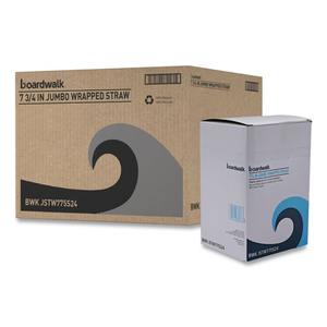 Pajitas de Plástico Jumbo Enrolladas Boardwalk de 7.75 Pulgadas, Blancas con Rayas Rojas, PP de 6 mm, para Fiestas, Bebidas, Té de Burbujas, 400 por Paquete, 25 Paquetes por Caja - Product Image 1