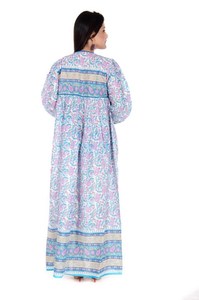 Venta al por mayor Mini vestido indio lavable 100% algodón estampado Floral A-Line sin mangas botón decoración cintura Natural - Product Image 3