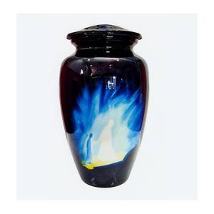 Dark Glossy Artistic <b>Memorial</b> Cremation Urn with Hummingbird and Floral Night Garden Scene Symbolic Keepsake Urn - Product Image 2