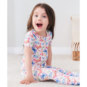 Pyjama en bambou tricoté à manches courtes pour tout-petits, style estival doux, vêtements de nuit personnalisés en bambou - Product Image 1