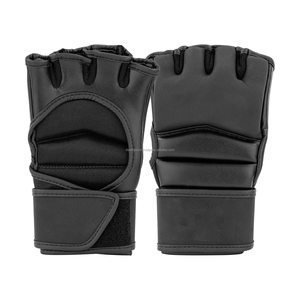 Bulk Custom MMA Gloves Leather Breathable Adjustable Wrist Strap Hook Loop Closure Half Finger/Fingerless Lightweight - Product Image 3