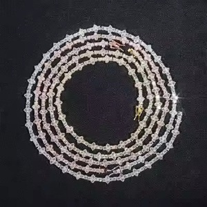 Cadena de Eslabones Cubanos Personalizada, Joyería de Diamantes Cultivados en Laboratorio Redondo con Cadena de Oro Amarillo de 14K para Hombres y Mujeres - Product Image 2