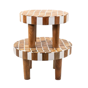 Taburete de madera y resina para manualidades de diseño exclusivo, taburete único para vestíbulo de dormitorio, producto más vendido hecho a mano - Product Image 1