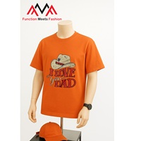 T-shirt à manches courtes en coton mélangé terylène (TC) vietnamien, coupe décontractée, respirant, imprimé orange, imprimé graphique