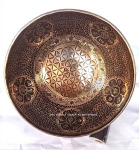Cuencos de Canto de latón de arte especial tibetano de alta calidad Material de Metal de estilo Feng Shui tallado con láser - Product Image 2