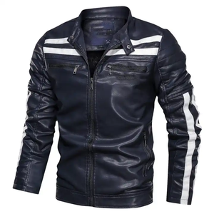 2024 High Street Style Men's Slim Leather <b>Jacket</b> Hooded Stand Collar with Zipper Closure <b>Light</b> High Quality OEM Service Winter - Product Image 1