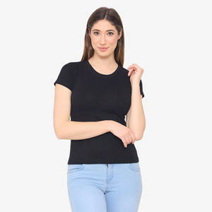 Camisetas lisas de alta calidad para mujer, ropa informal, Camiseta de cuello redondo con bloque de Color, ropa de moda para mujer, Camisa ajustada - Product Image 2