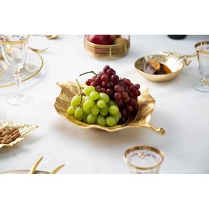 จานเสิร์ฟรูปใบไม้สีทองแบบคลาสสิกของตกแต่งโต๊ะวางกลางโต๊ะดีไซน์ใบไม้อุปกรณ์ตกแต่งบ้านด้วยสำเนียงการตกแต่งบ้าน - Product Image 2