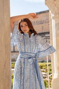 Collection 2024 pour femme trois quarts cloche manches Unique été imprimé à la main longue Maxi - Product Image 2