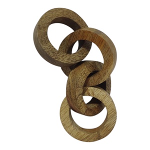 Exhibición decorativa natural decoración del hogar acentos tallados a mano 4 eslabones de cadena de madera de mango para mesa sala de estar cama habitación Hotel - Product Image 1