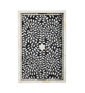 Plateau de service en incrustation d'os floral de luxe poli et écologique fait à la main par Crafts Galore fabriqué par de véritables artisans indiens - Product Image 5