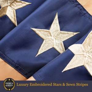 ธงชาติอเมริกันแบบวินเทจ ขนาด 3x6 ฟุต พร้อมพู่ห้อย ตกแต่งด้วยลายปักดาวแบบพับได้ สำหรับตกแต่งภายนอกอาคาร สื่อถึงความรักชาติ ทำจากไฟเบอร์กลาสแบบดิจิทัล - Product Image 4