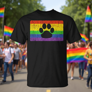 Camiseta Unisex de Manga Corta con Cuello Redondo y Estampado de Arcoíris de la Bandera del Orgullo Gay, para Actividades Promocionales, Impresión por Serigrafía - Product Image 3