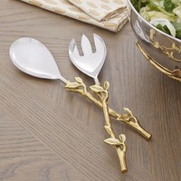 Desainer Set penyaji Salad kuningan peralatan makan elegan peralatan makan Modern
