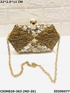 Luxurious Artisan Made Evening <b>Clutches</b> Adorned with Crystal Stones Brass Mother of <b>Pearl</b> Epitomizing Elegance & Opulence - Product Image 4