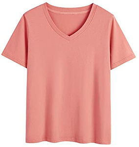 T-shirt femme en coton de couleur unie T-shirt à manches courtes couleur unie à col personnalisé T-shirt femme grande taille pour femme - Product Image 4