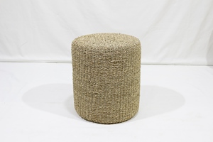 Tabouret rond en jonc de mer tissé à la main écologique pour le salon et l'organisation de la maison - Product Image 3