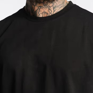 Camiseta para hombre de aspecto cómodo, camiseta suave de tela a base de algodón de gran tamaño con hilo alto - Product Image 3
