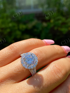 Anillo de compromiso de moissanita de corte antiguo con diamante Halo sólido 14K oro blanco joyería de moda para mujeres certificado GRA - Product Image 6