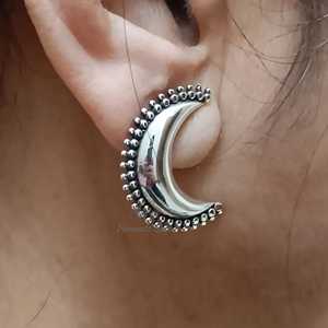 Pendientes de Luna Creciente Celestial en Oro de 14K y Plata de Ley 925, Joyería Elegante Hecha a Mano, Regalo para Ella - Product Image 4