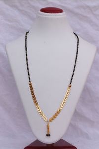 Stylish Long Mangalsutra For Women With Double Chain Black Beads And Beautiful Pendant Design For Party Wear - Product Image 4