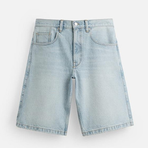 Short en jean personnalisé pour hommes Impression de logo Options de marque privée Tissu en coton respirant Vêtements d'été décontractés Broderie foncé clair - Product Image 1