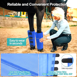 Customizable 4Pcs/set Sports Outdoor Lightweight Mesh Breathable Strong Closure PVC Horse Fly Boots - Product Image 5