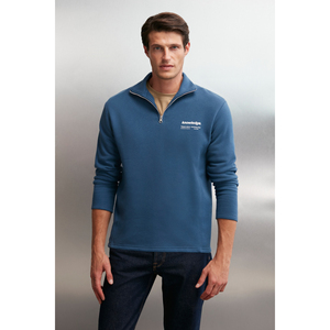 GRIMELANGE Halden <b>Men's</b> Fleece Lined High Neck <b>Half</b> <b>Zipped</b> Print Detail Regular <b>Sweatshirt</b> - Product Image 1