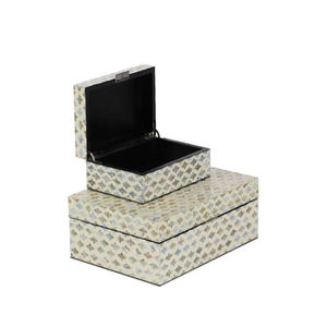 Set of 2 Handmade Black Jewelry Boxes Wooden Bone Inlay Customized Shape Elegant Storage <b>Box</b> Wholesale Jewelry Display - Product Image 2