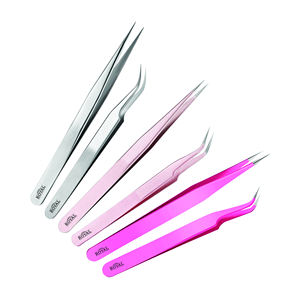 Lot de 4 pinces à cils en acier inoxydable avec logo personnalisé Outils de maquillage essentiels de haute qualité, incurvés et volumineux - Product Image 1