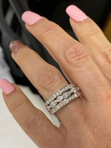 Bague d'anniversaire en diamant en or blanc 14 carats, alliance en diamant, 0.90 ct, design art-déco, bijoux pour femmes en or blanc - Product Image 5