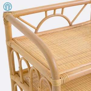 New Arrival Natural Rattan 2 Tier <b>Storage</b> <b>Shelf</b> Bamboo Rack Handwoven Organizer for Living Room <b>Bedroom</b> - Product Image 3
