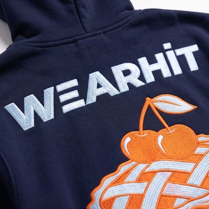 Ensemble de survêtement en molleton brossé avec sweat à capuche brodé de strass à fermeture éclair quart de tour et pantalon cargo, 420 GSM, bleu nuit, logo personnalisé - Product Image 4