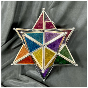 2025 Vintage Handmade Silver <b>Metal</b> Framed Colorful Glass Hanging Stars <b>Lantern</b> with Customizable Design for Festive Decorations - Product Image 6