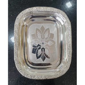 Bandeja de servicio de vidrio decorativa de diseño personalizado con asas para el hogar, mesa, cocina, uso directo de fábrica para decoración de Ramadán - Product Image 1