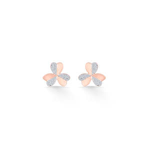 Boucles d'oreilles clous en or rose avec breloque clou de girofle et diamants pour femme - Product Image 3