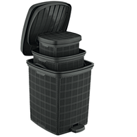 Afossa – Lot de 3 poubelles à pédale en PP, 6L/12L/18L, empilables, avec couvercles, pour salle de bain, cuisine, bureau, maison – Écologiques