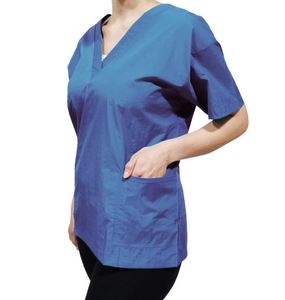 Áo Chà Màu Xanh Dương Cổ Chữ V, Áo Choàng Chải Chuốt Tạo Mẫu Với Tên Tùy Chỉnh Đồng Phục Mát Xa Chải Chuốt Móng Tay Cho Salon - Product Image 1